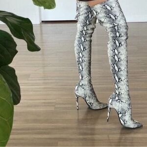 Steve Madden Black and White Over-the-Knee Boots